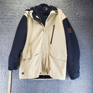 Quiksilver Jacket Mens XL Cream & Black Mission 3 In 1 Parka *Read*